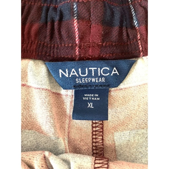 NAUTICA Men's Navy/Maroon XL Plaid Pajama Lounge Pants Soft Brushed Polyester - Picture 6 of 7